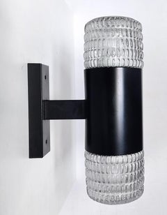 Pair of French Vintage Modernist Glass Sconces Wall Lights, 1960s