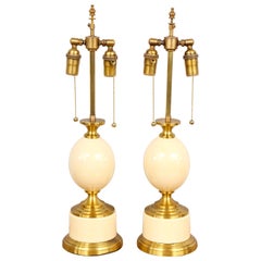 Pair of French Vintage "Ostrich Egg" Table Lamps