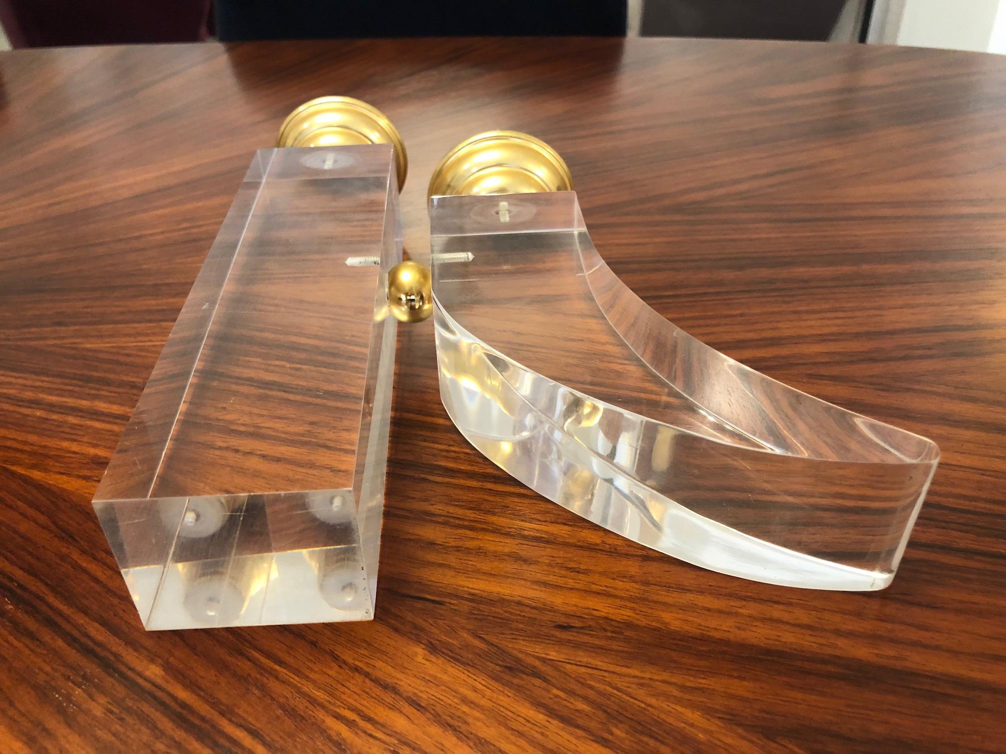 French Pair of Vintage Plexiglass Candlesticks or Bookends, 1970s 6