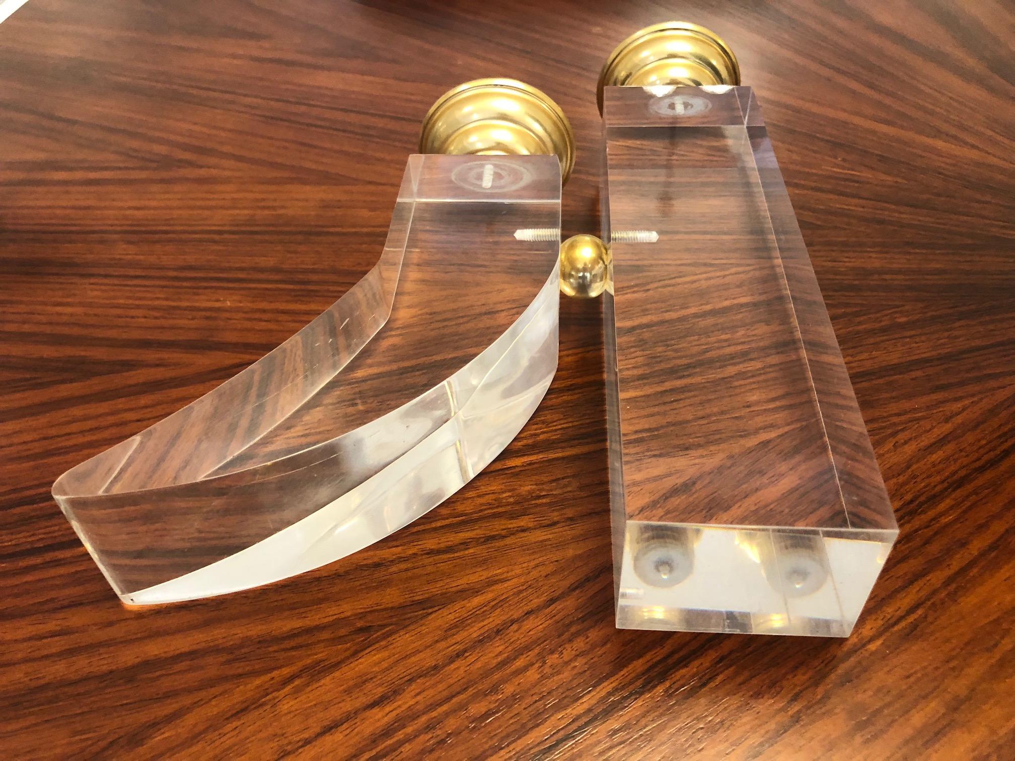 French Pair of Vintage Plexiglass Candlesticks or Bookends, 1970s 9