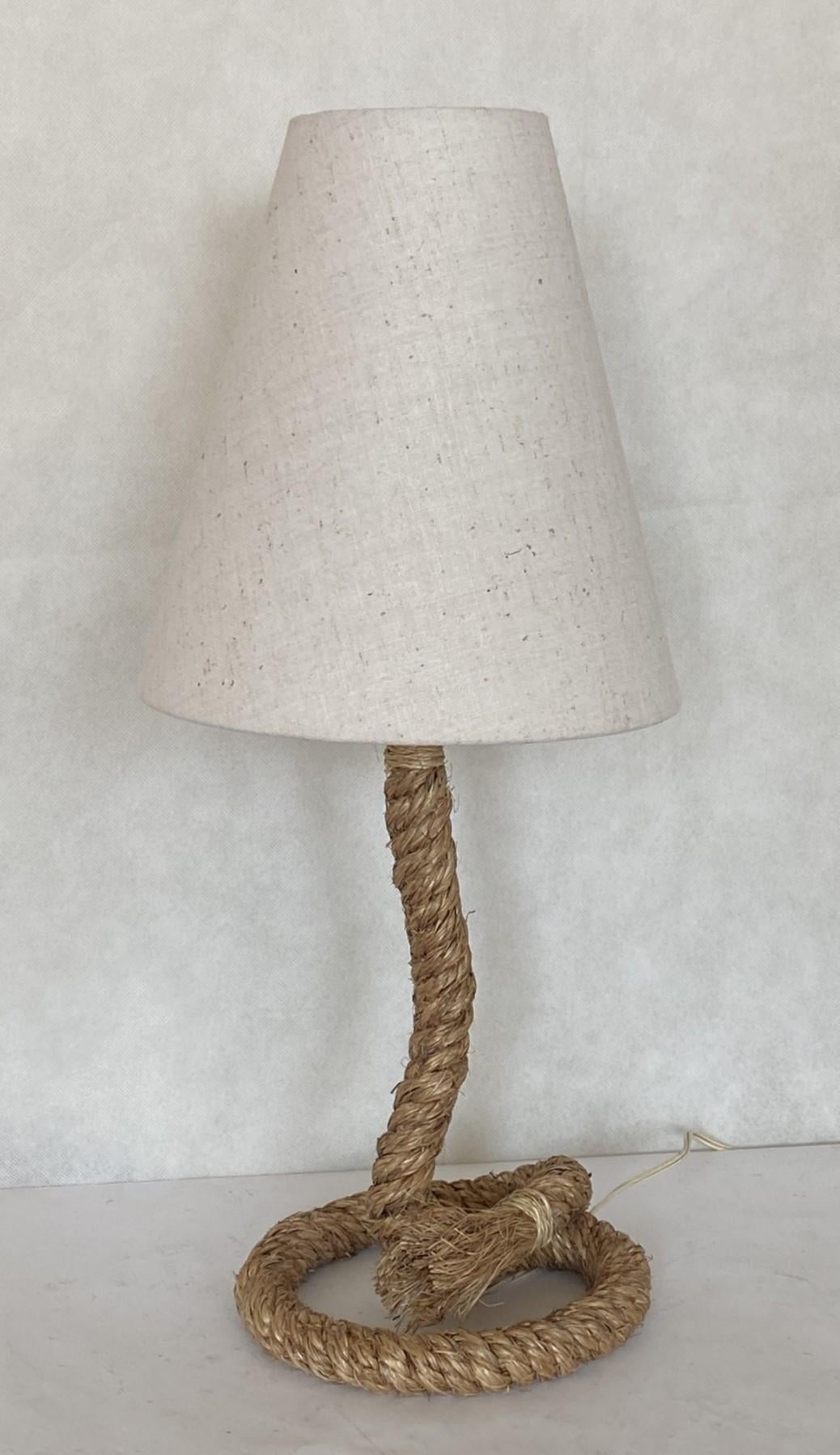 Pair of French Rope Table Lamps in the Style of Audoux Minet, 1990s For Sale 3