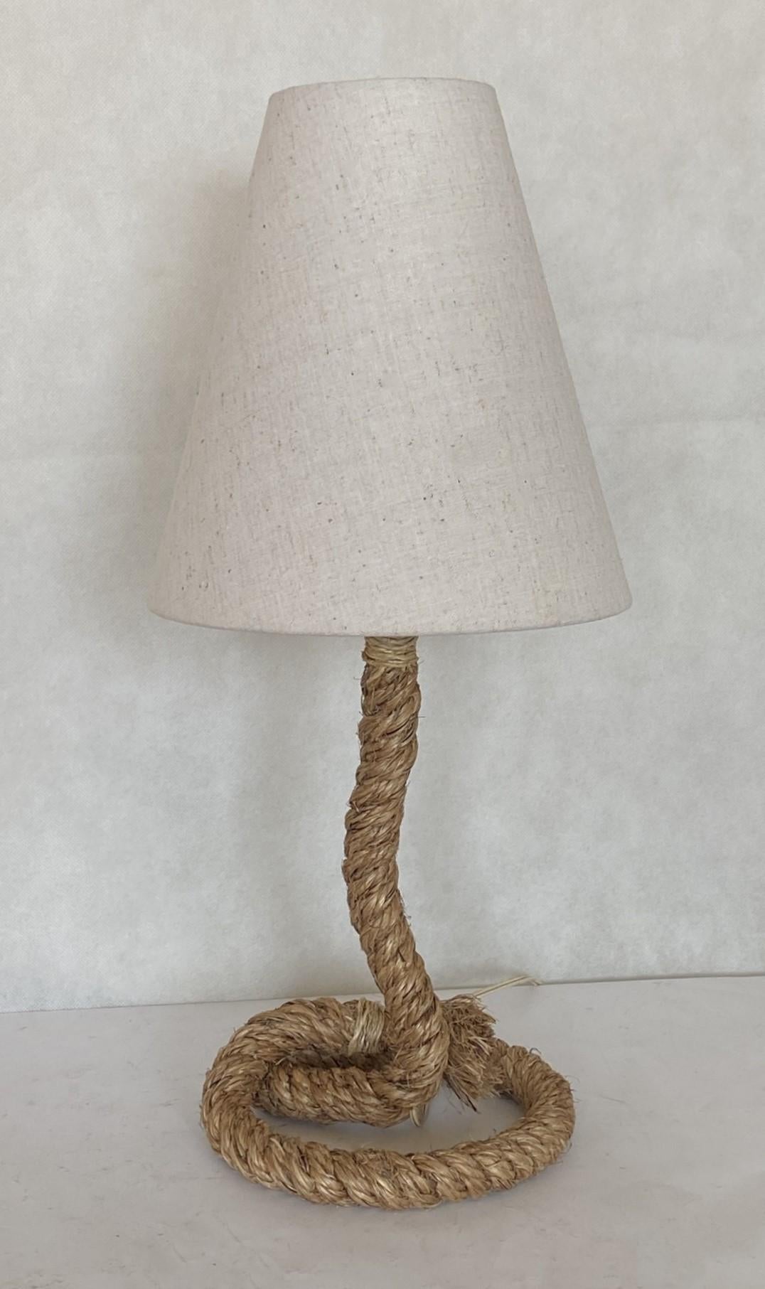 Pair of French Rope Table Lamps in the Style of Audoux Minet, 1990s For Sale 4