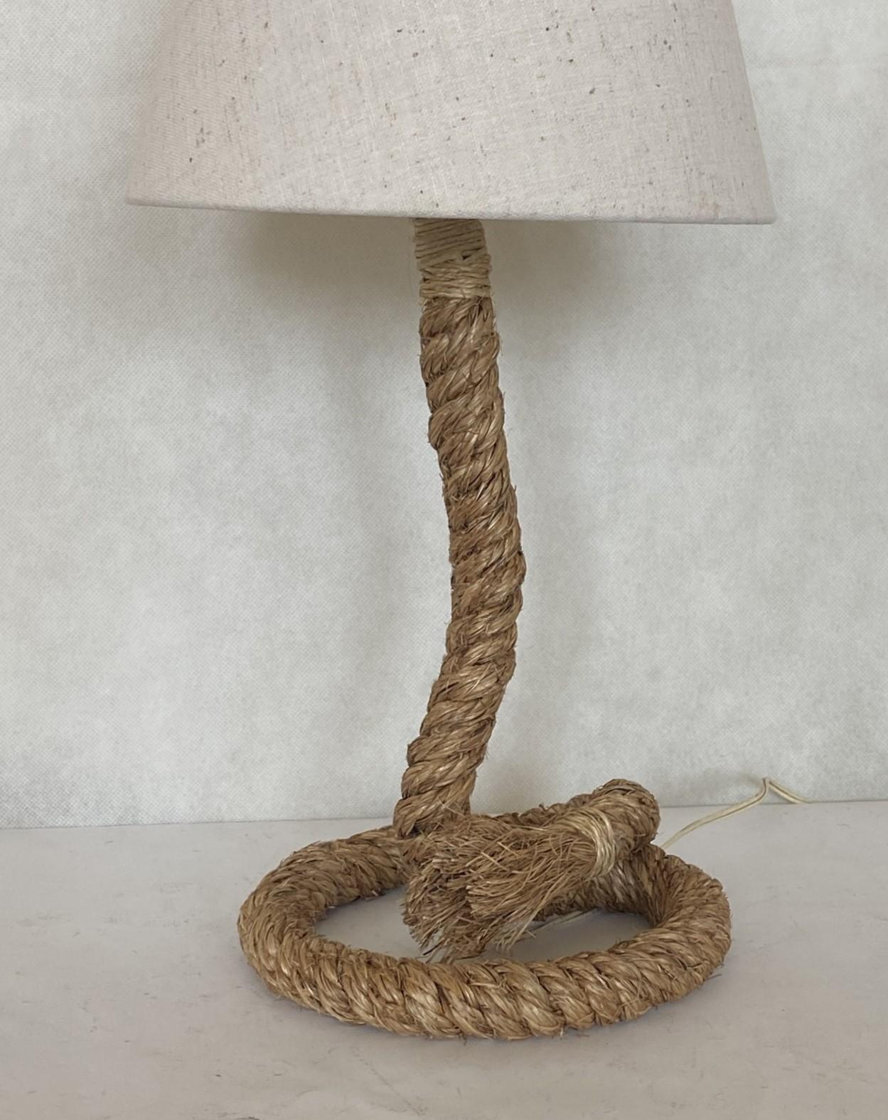 Pair of French Rope Table Lamps in the Style of Audoux Minet, 1990s For Sale 6