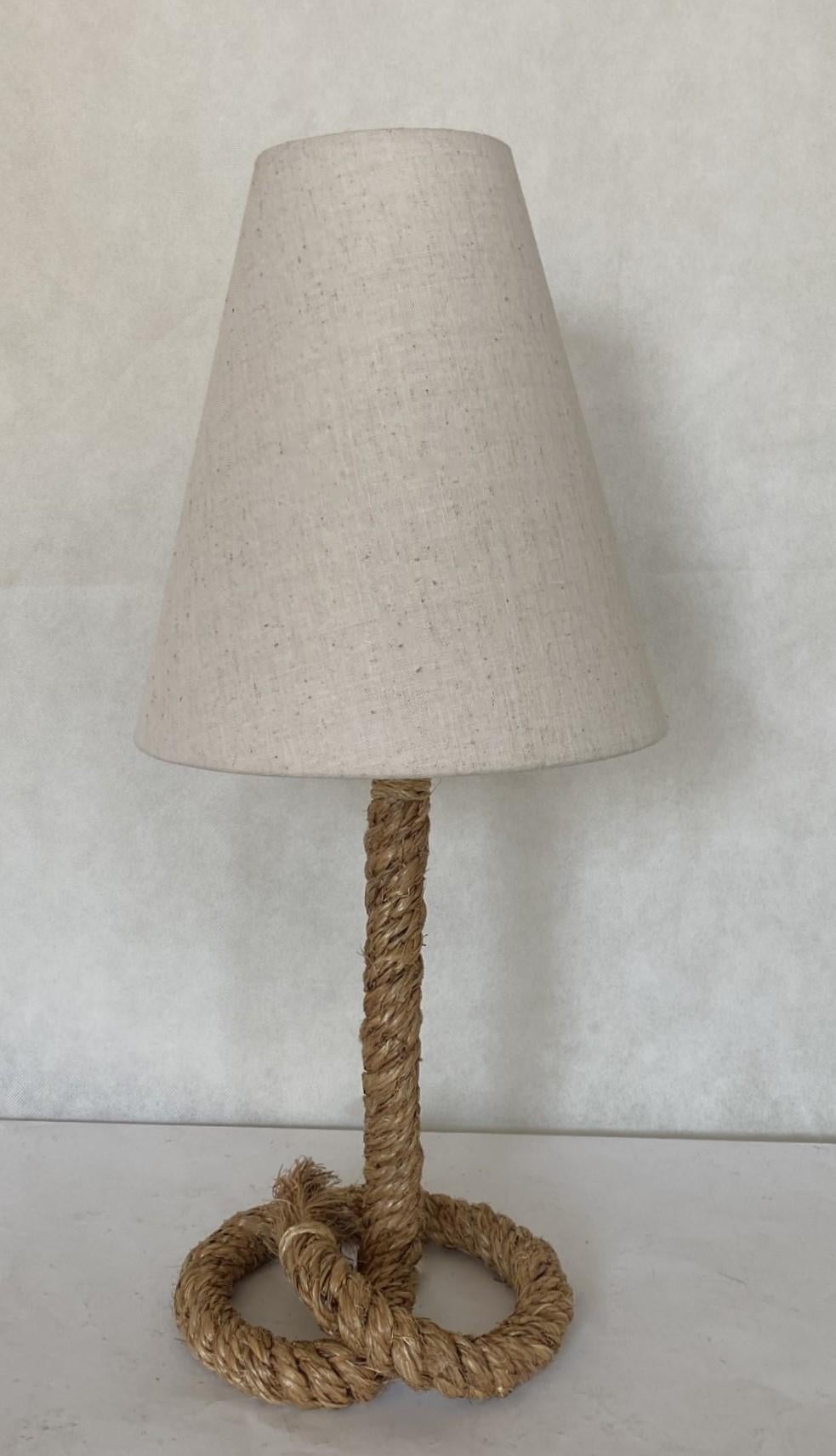 Hand-Crafted Pair of French Rope Table Lamps in the Style of Audoux Minet, 1990s For Sale