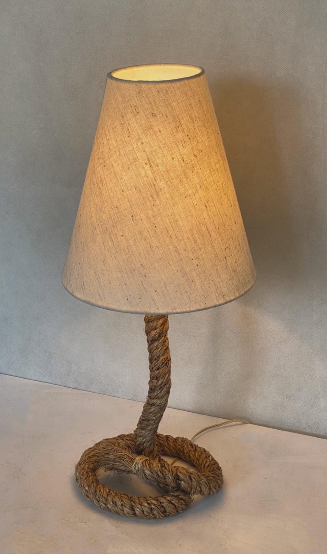 Pair of French Rope Table Lamps in the Style of Audoux Minet, 1990s For Sale 1