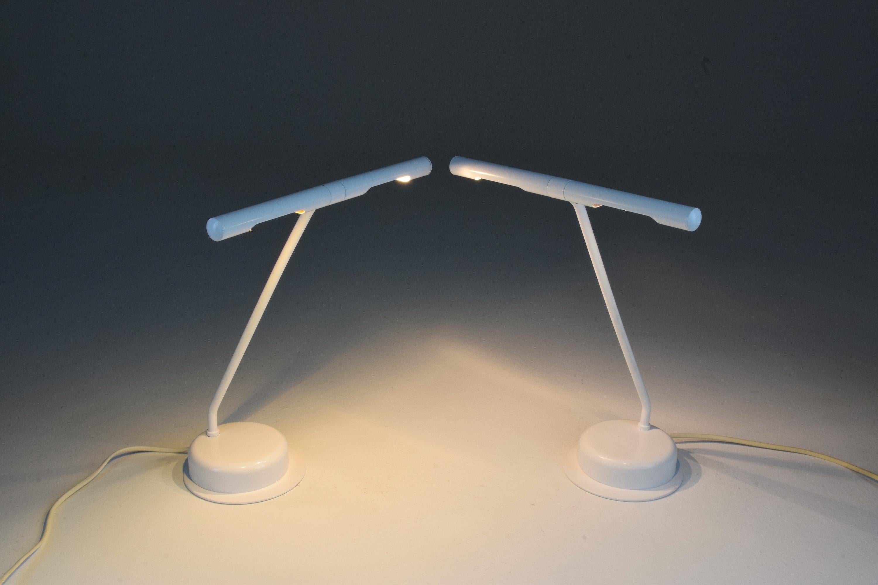 Lacquered Pair of French Vintage Rotatable Desk Lamps, 1970s