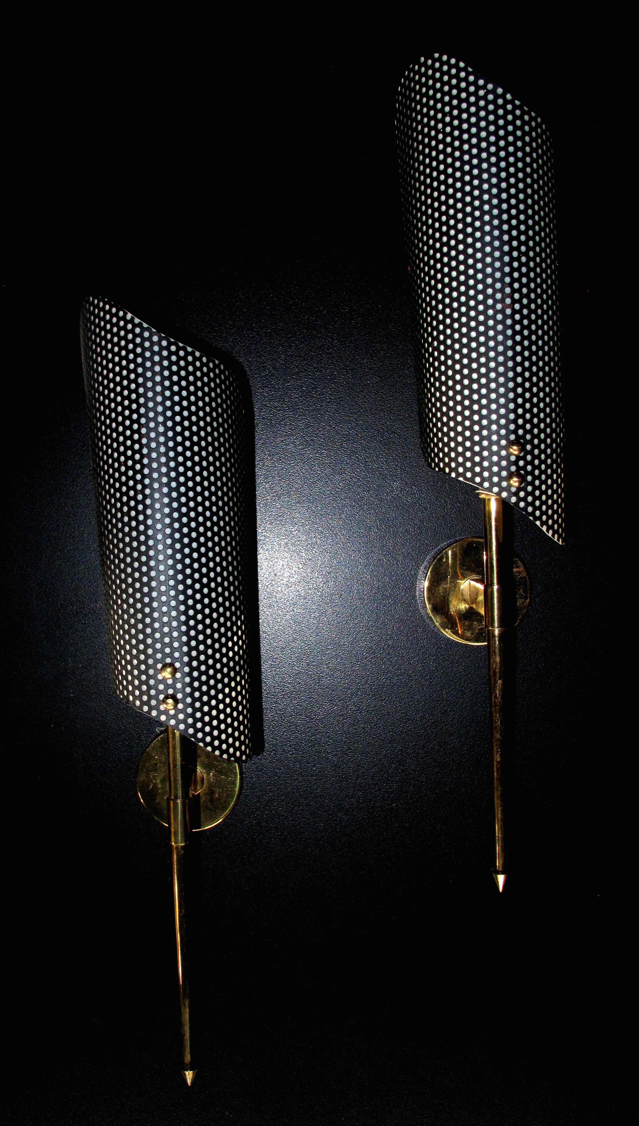 Mid-Century Modern Pair of French Wall Lights, circa 1955