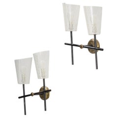 Pair of French Wall Lights in the Taste of Mathieu Matégot in Perforated Metal