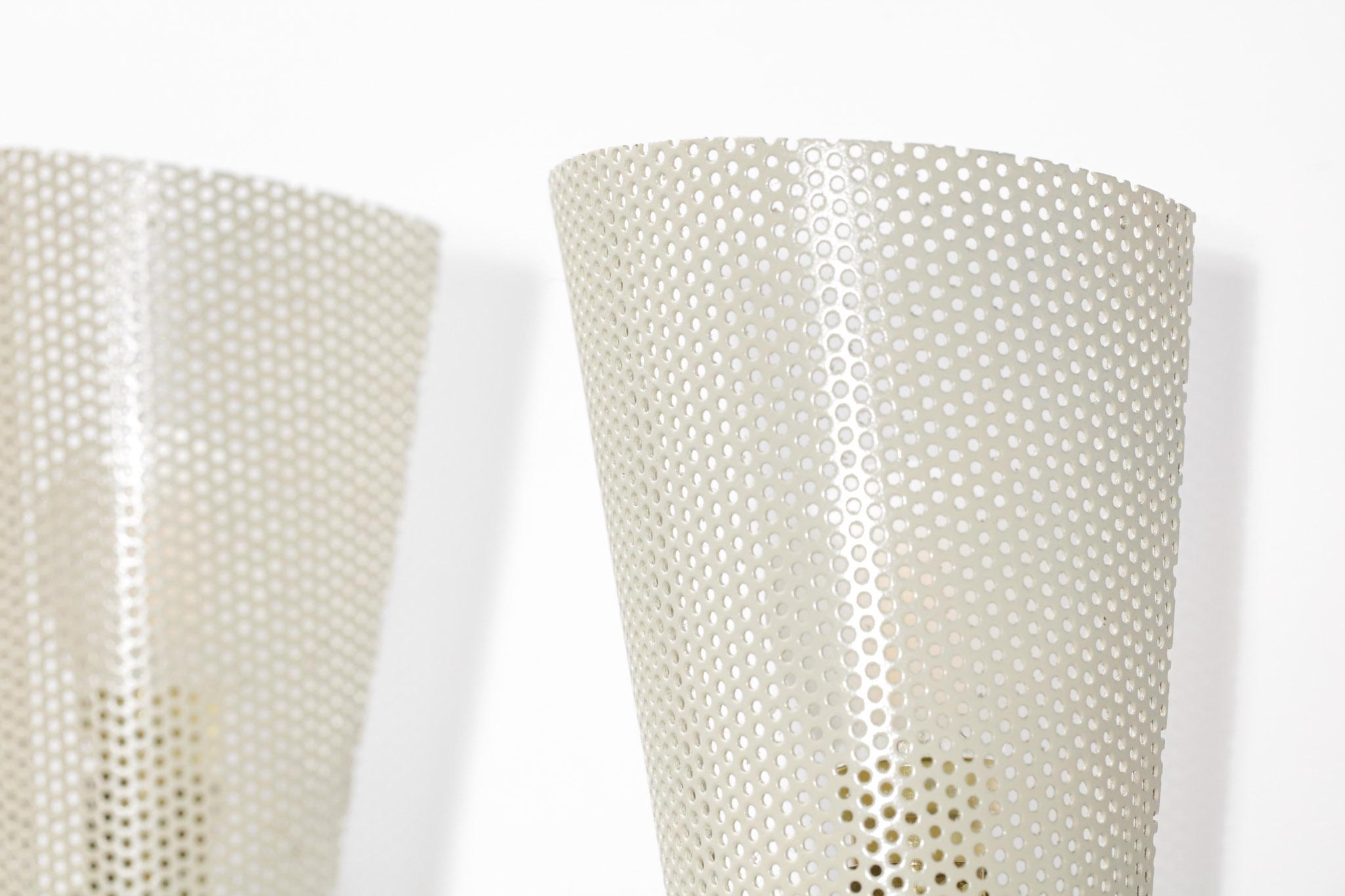 Lacquered Pair of French Wall Lights in the Taste of Mathieu Matégot in Perforated Metal
