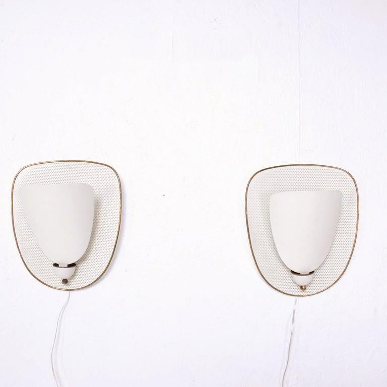 Pair of French Wall Sconces after Mathieu Matégot In Excellent Condition In Chula Vista, CA