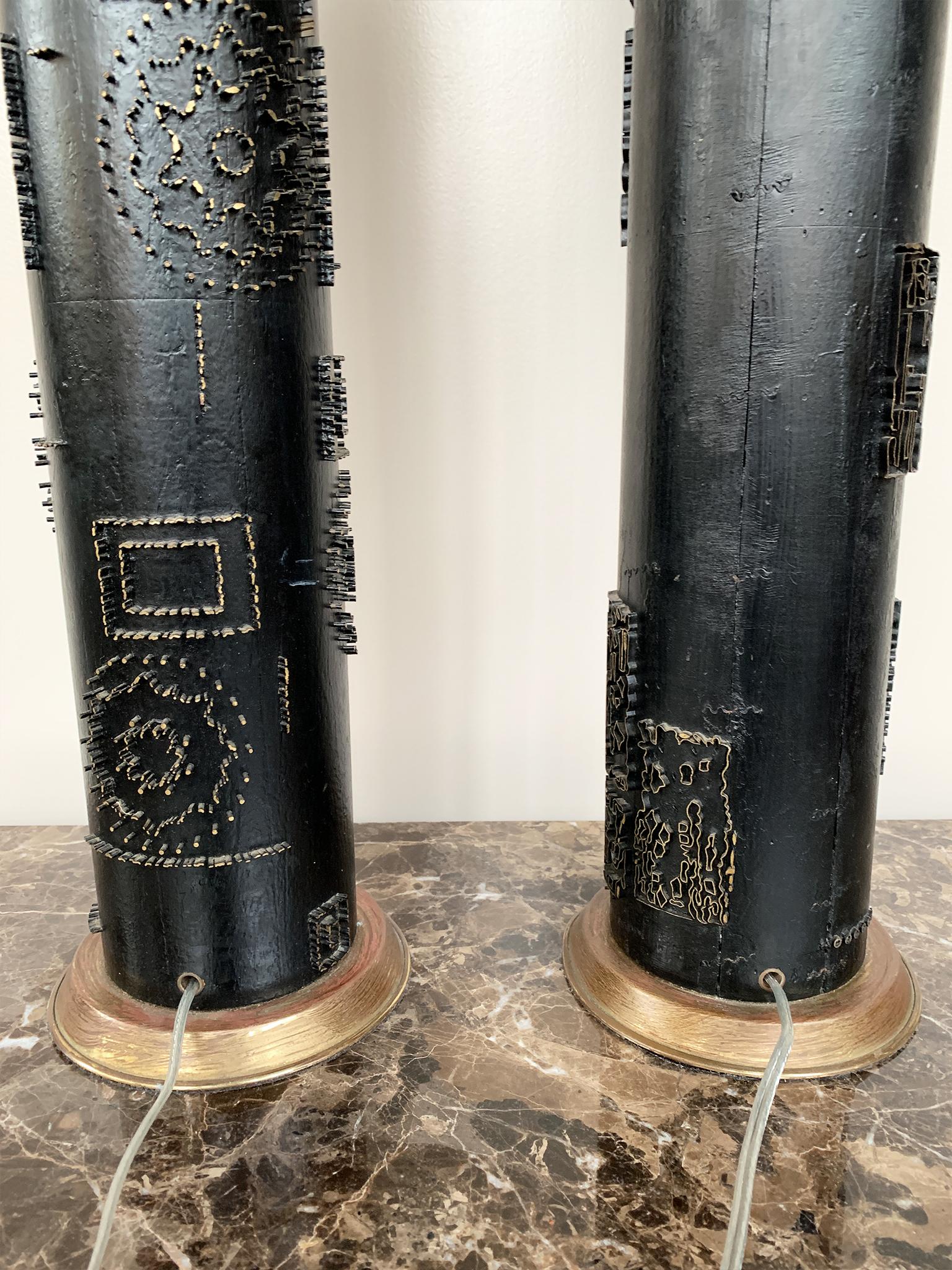 Pair of French Wallpaper Roller Table Lamps 7