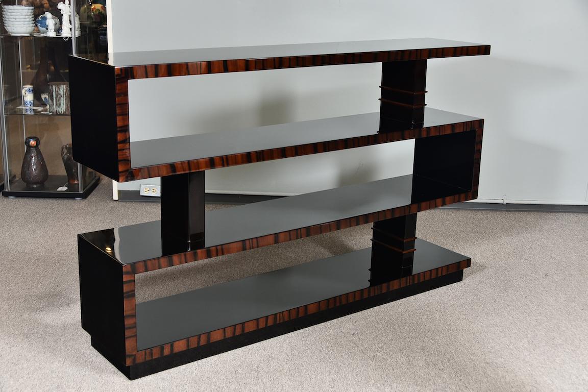 French Art Deco Walnut and Macassar Console 6