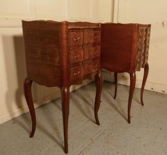 Pair of French Walnut and Ormolu Bedside Cabinets with Drawers