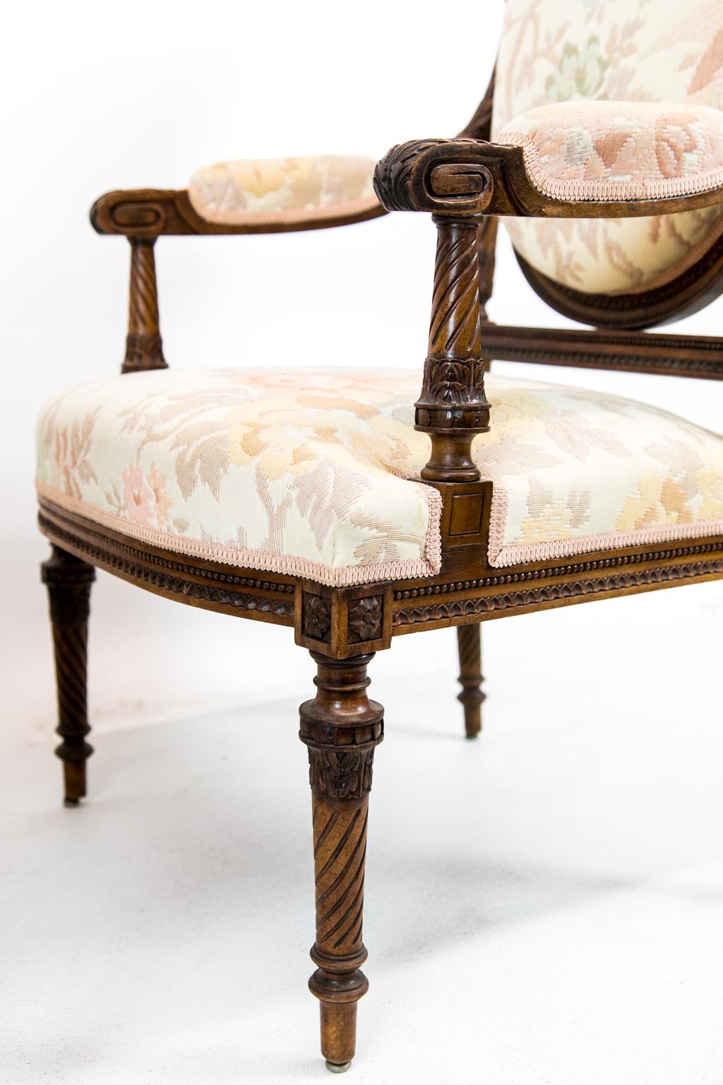 Pair of French Walnut Armchairs For Sale 8