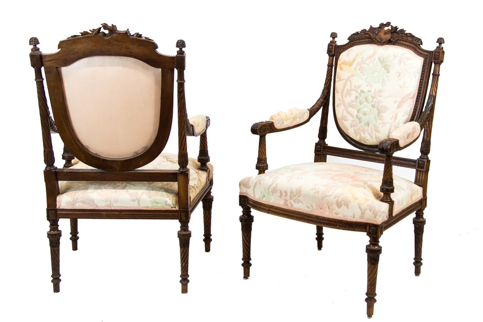 Pair of French Walnut Armchairs For Sale 10