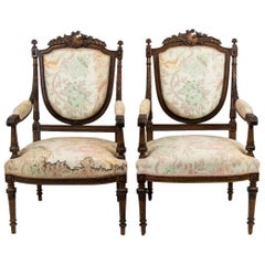 Pair of French Walnut Armchairs