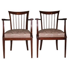 Retro Pair of French Walnut Armchairs