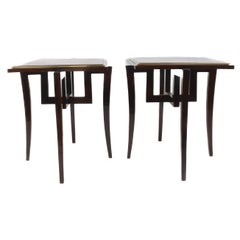Pair of French Walnut Art Deco-Style Side Tables