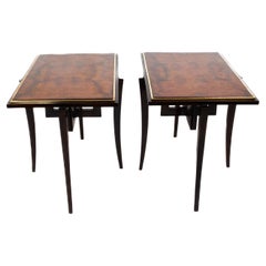Pair of French Walnut Art Deco-Style Side Tables