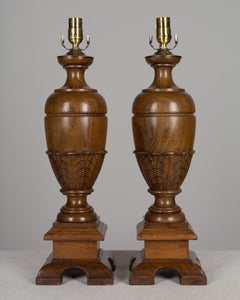 Pair of French Walnut Baluster Form Lamps