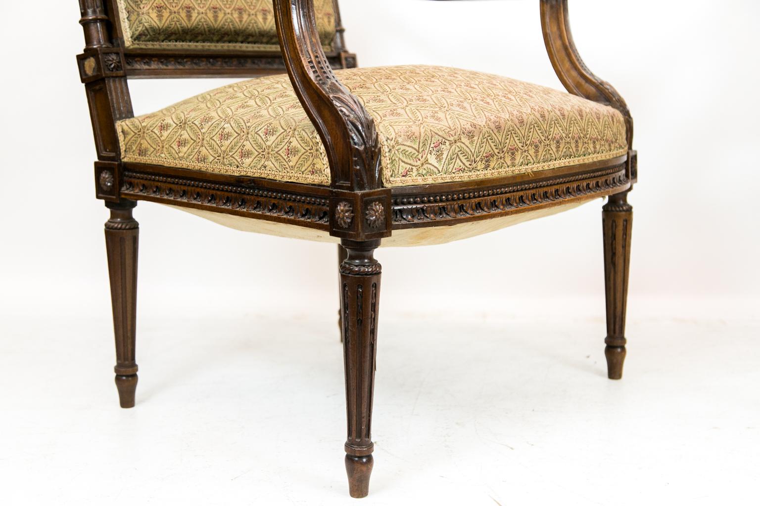 Pair of French Walnut Carved Armchairs 5