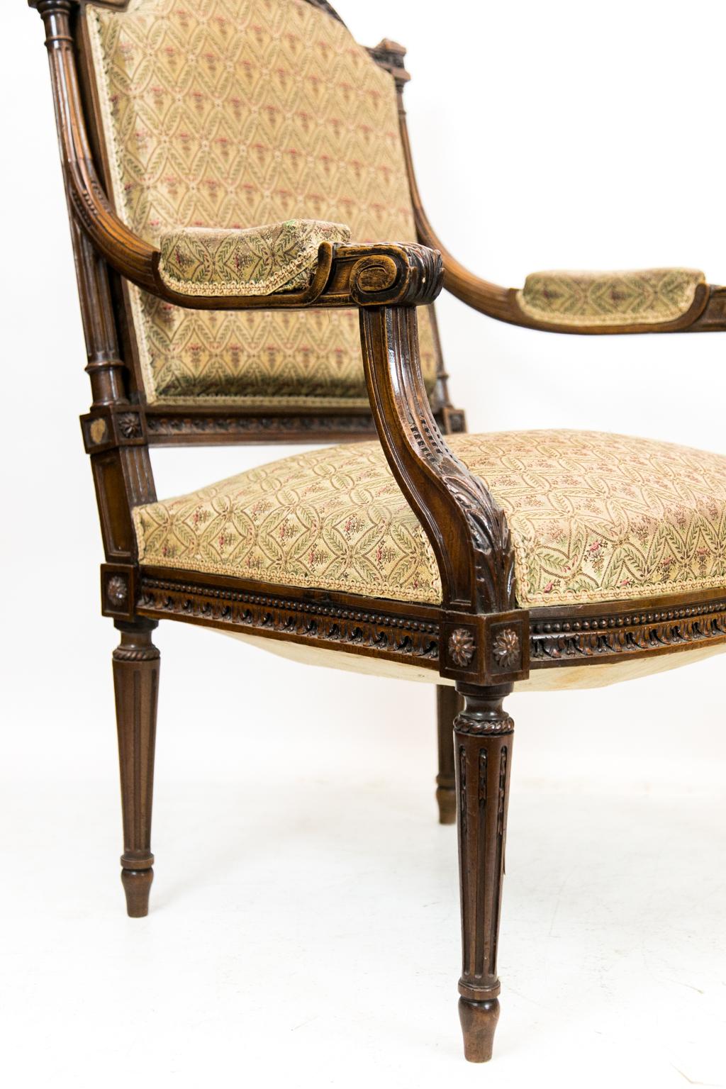 Pair of French Walnut Carved Armchairs 6