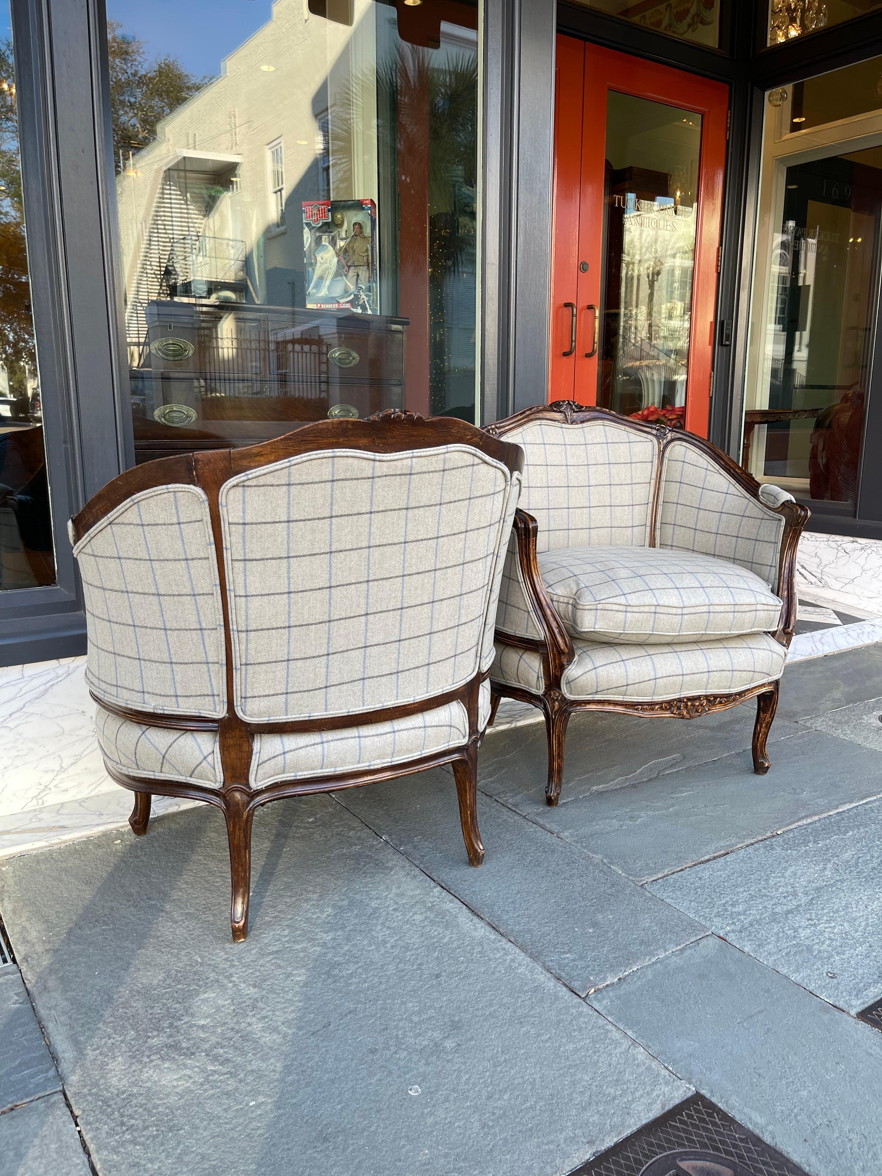 19th Century Pair of French Walnut Carved Armchairs in the Style of Louis XV, c.1890