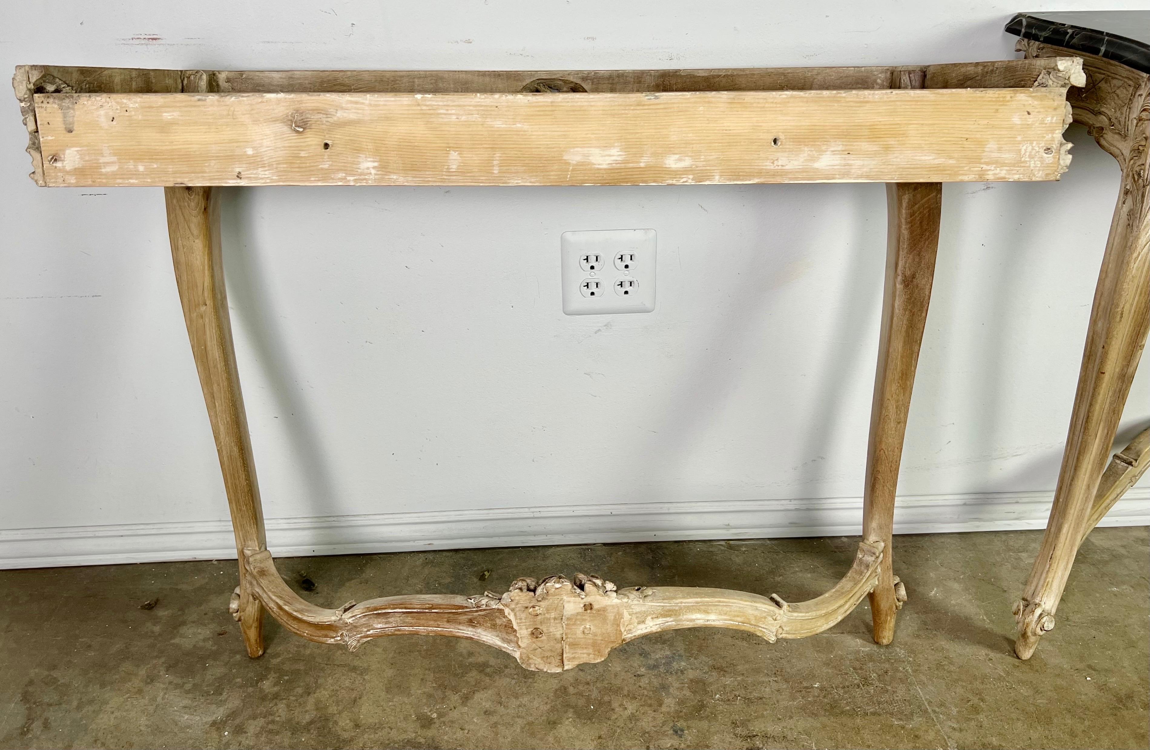 Pair of French Walnut Consoles with Marble Tops C. 1930's 14