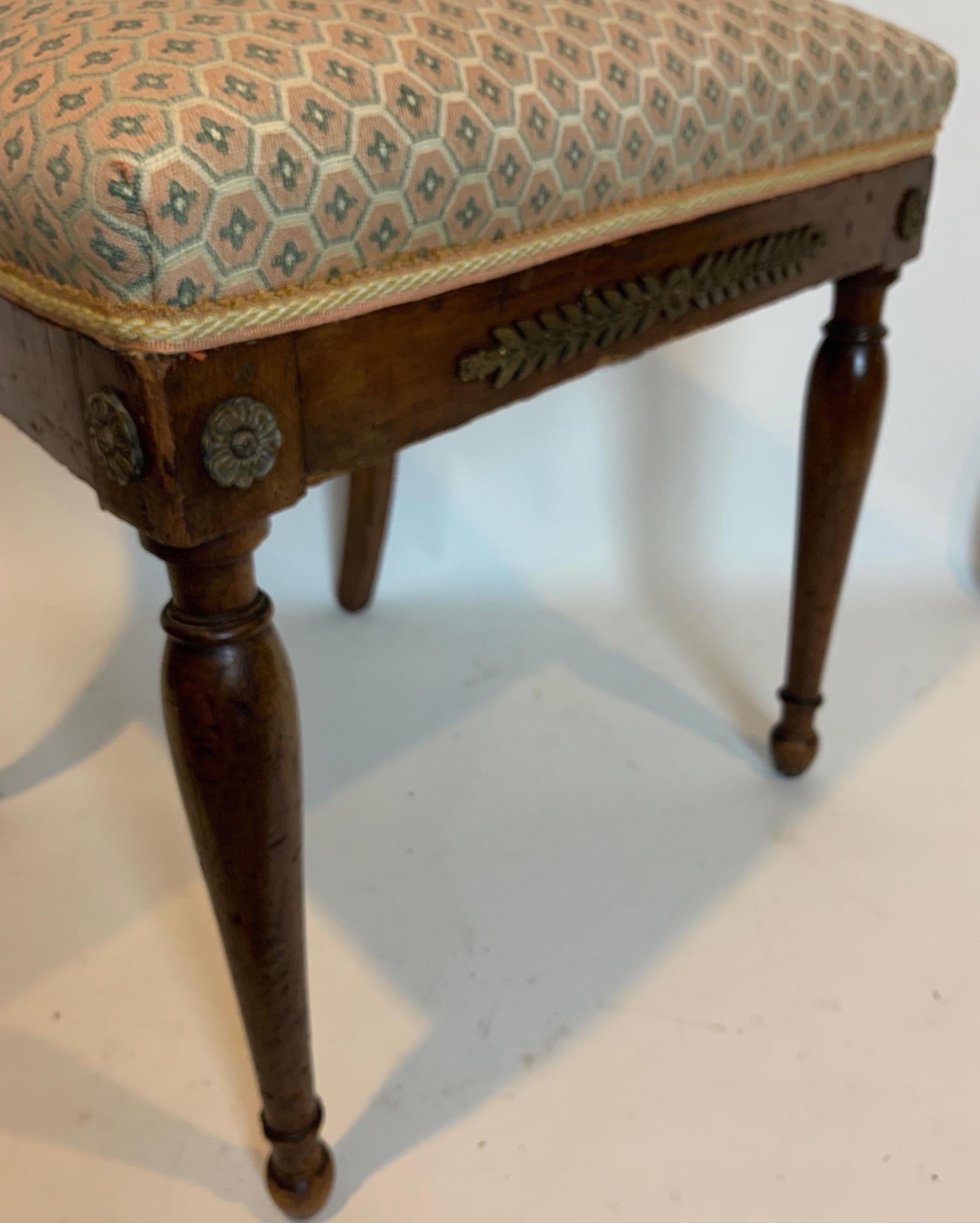 Pair of French Walnut Empire Side Chairs with Bronze Mounts 2