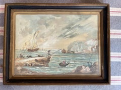 Pair of French Watercolor Genre Paintings, C. 1790