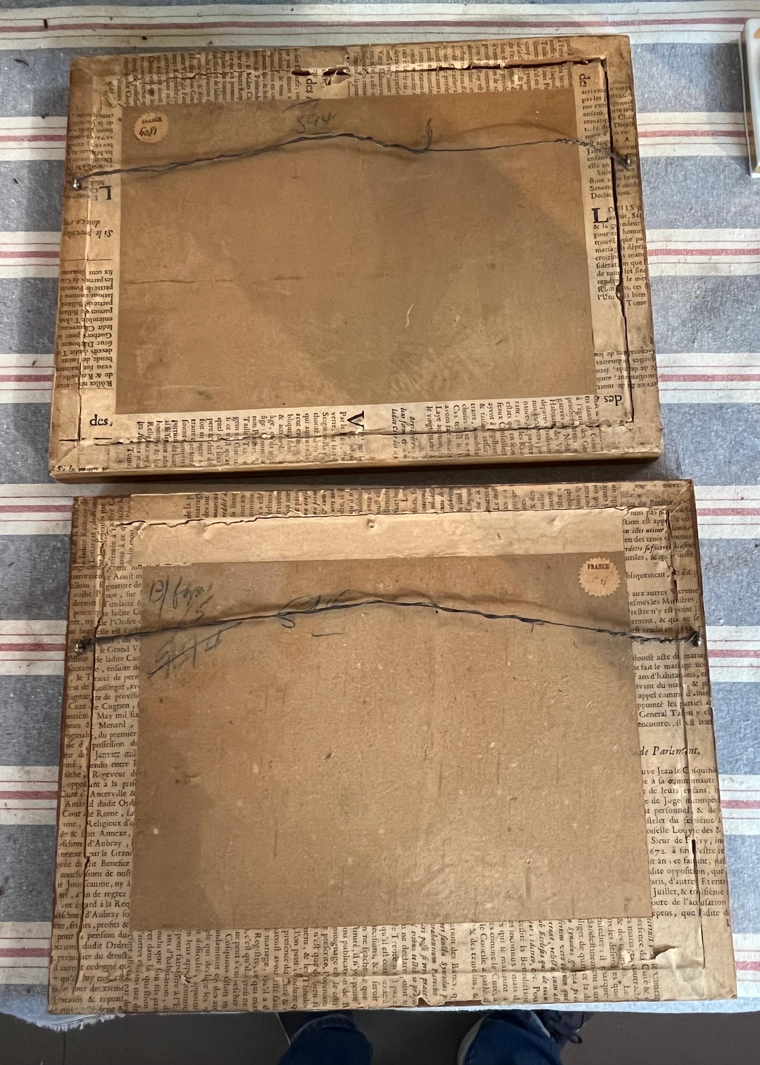 Coppia di dipinti di genere ad acquerello francesi, C.C. 1790 in vendita 1