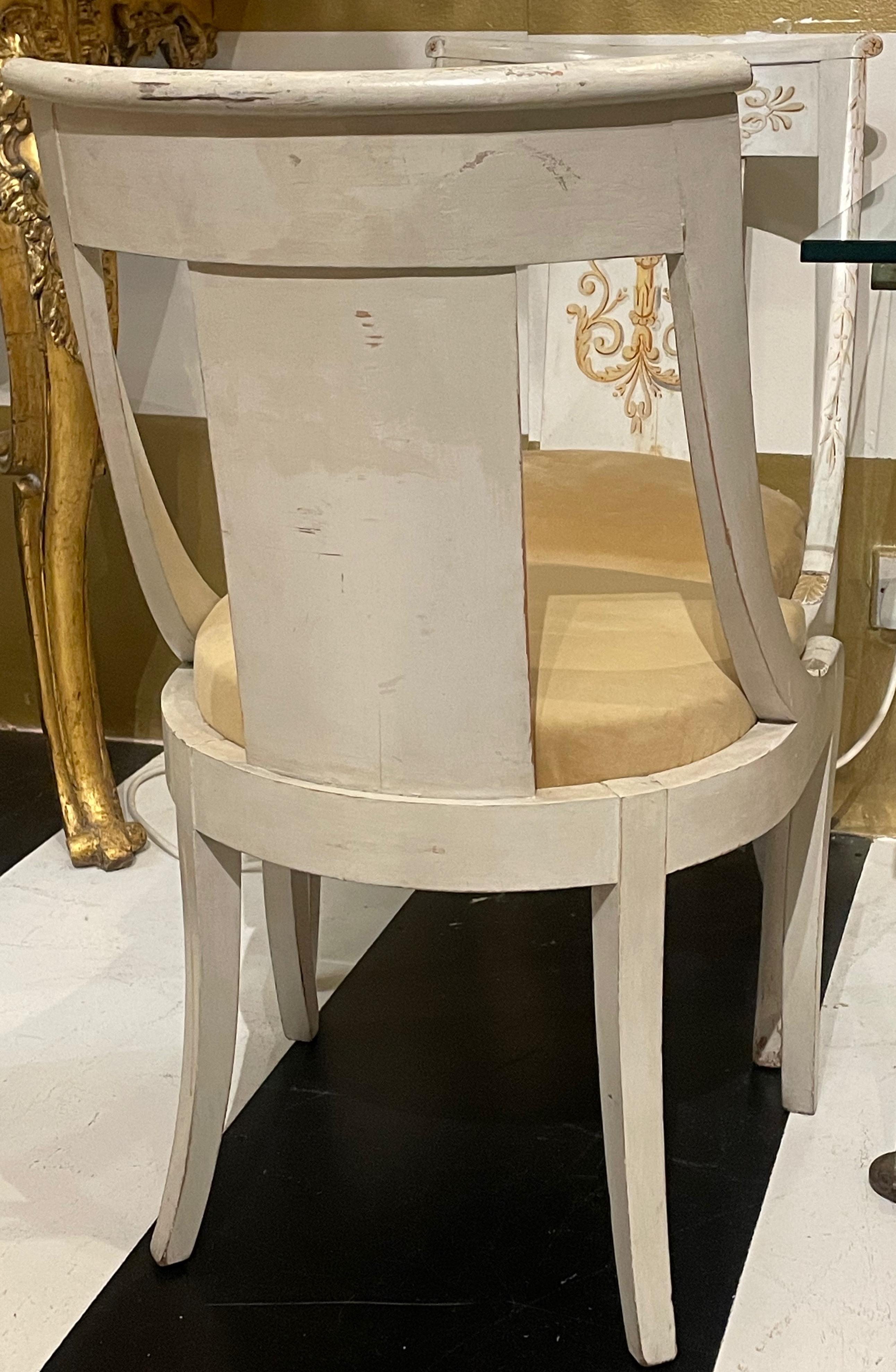 Pair of French White and Gilt Empire Chairs, c.1820 For Sale 4