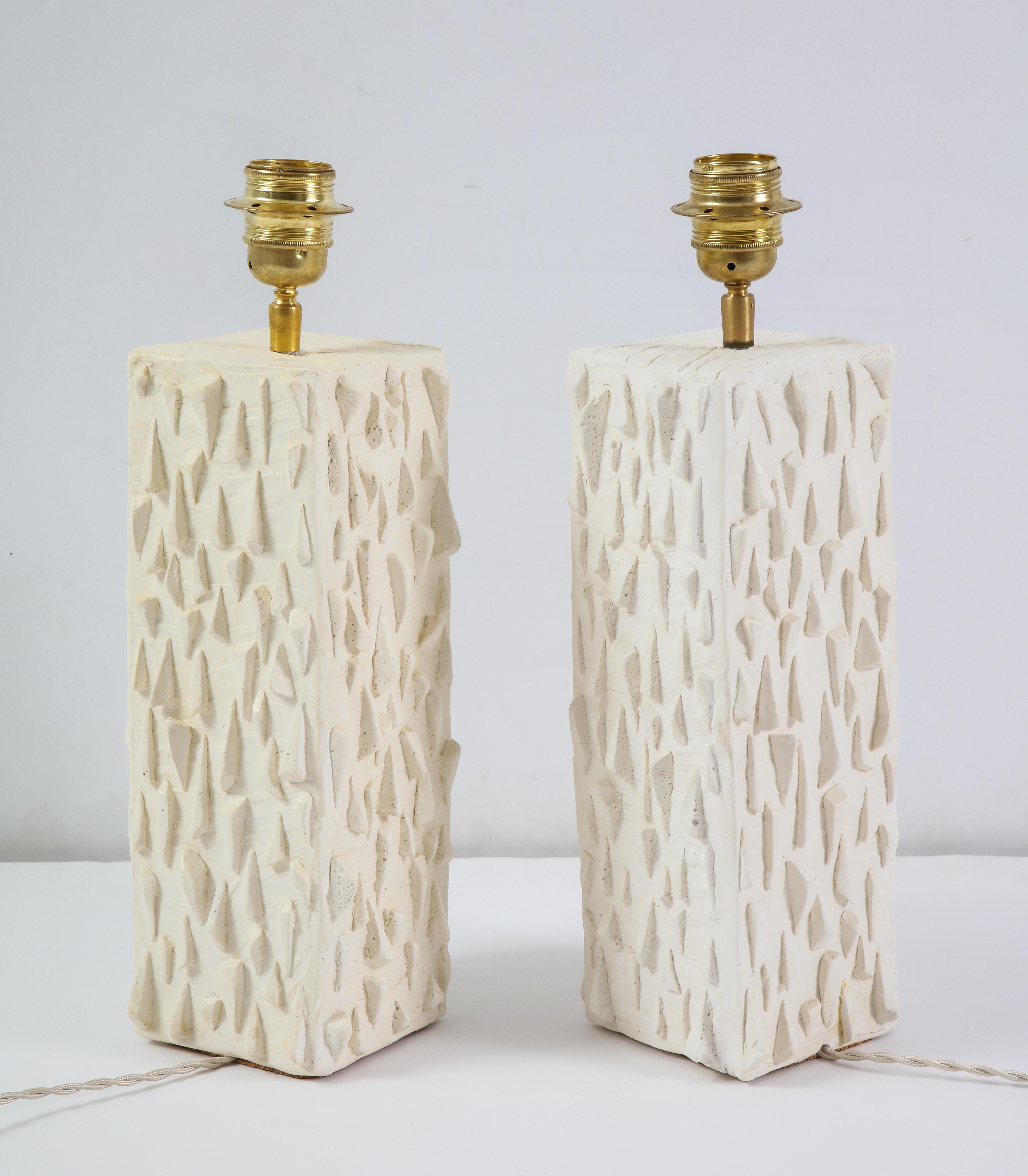 Pair of French White Ceramic Lamps 6