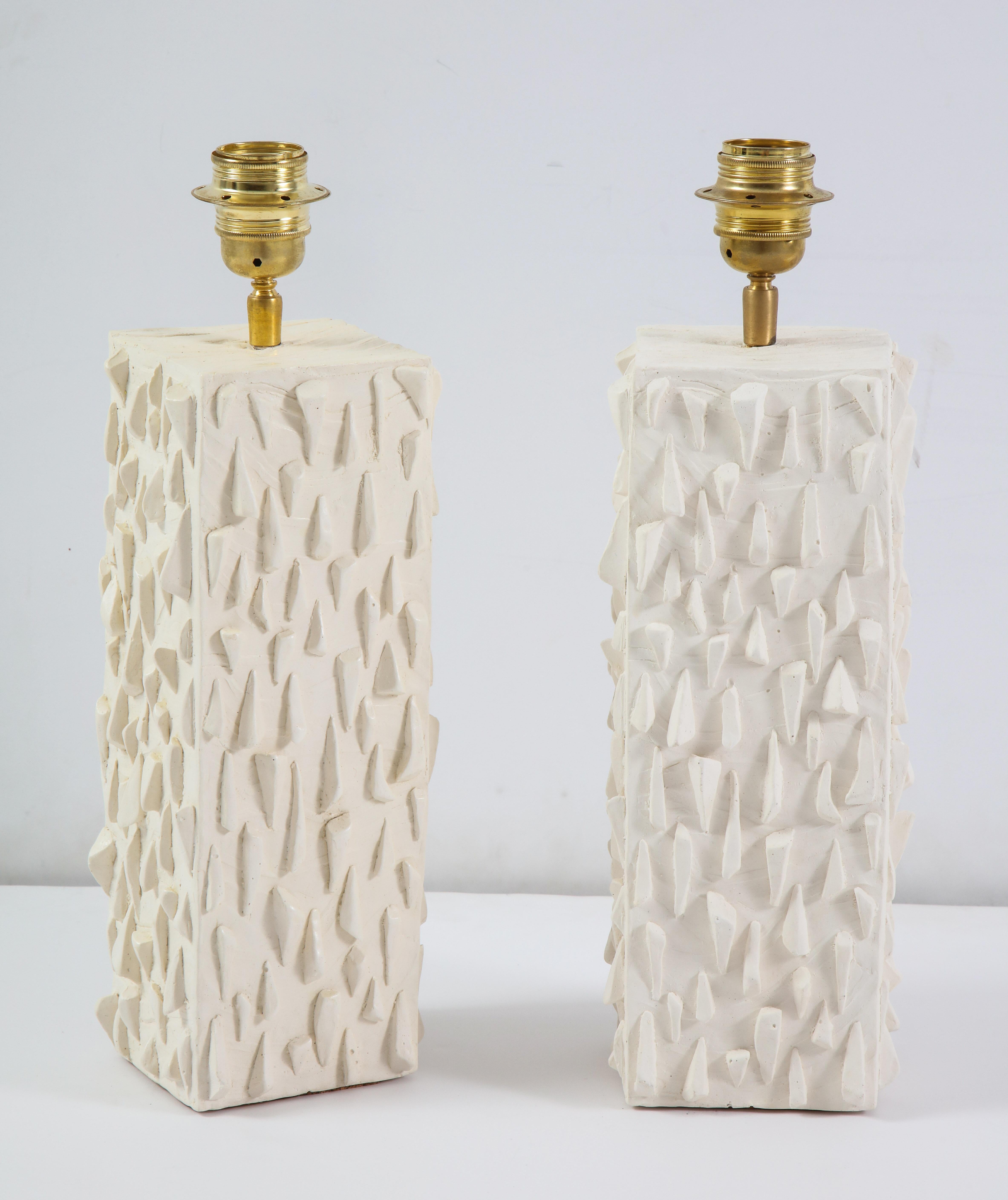 Pair of French White Ceramic Lamps 4