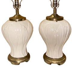 Pair of French White Porcelain Lamps