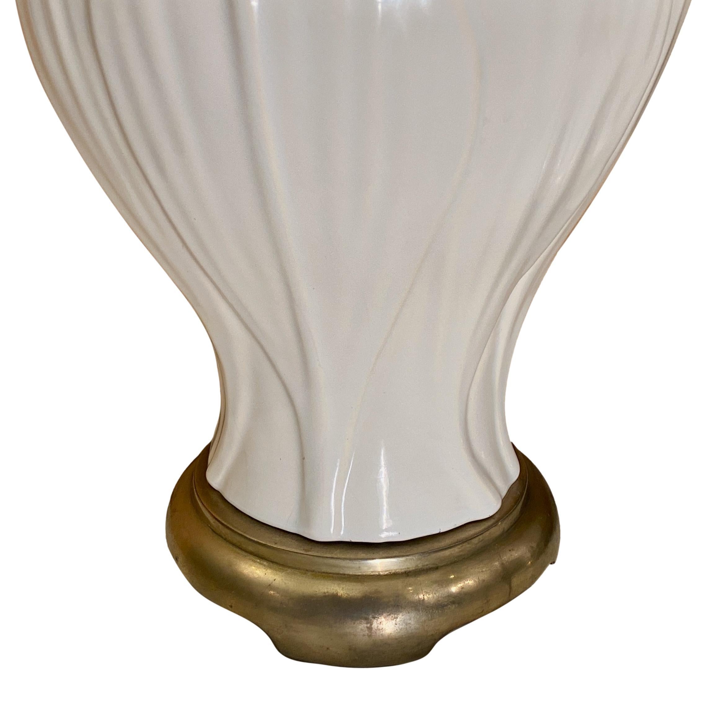 Mid-20th Century Pair of French White Porcelain Lamps For Sale