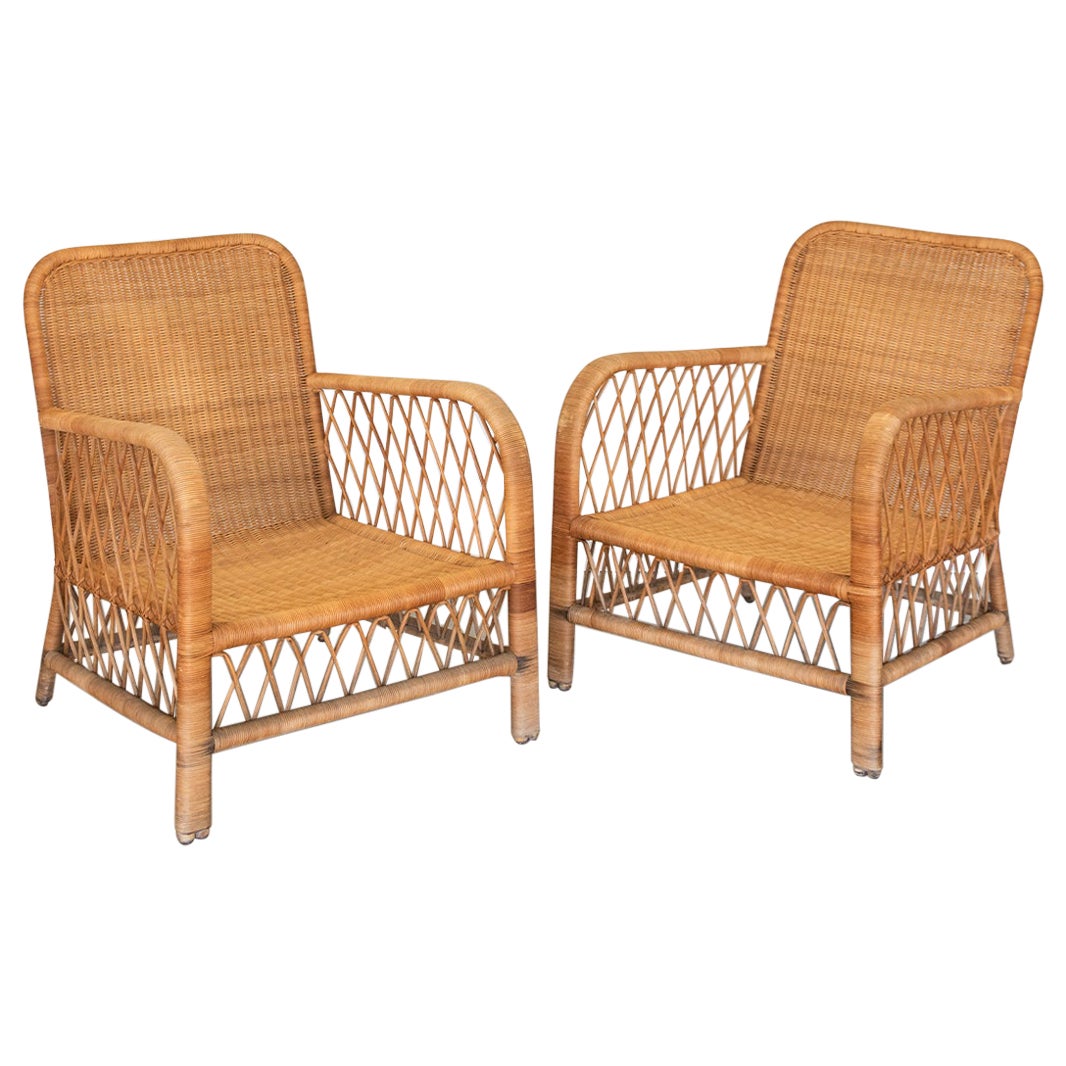 Pair of French Wicker Armchairs