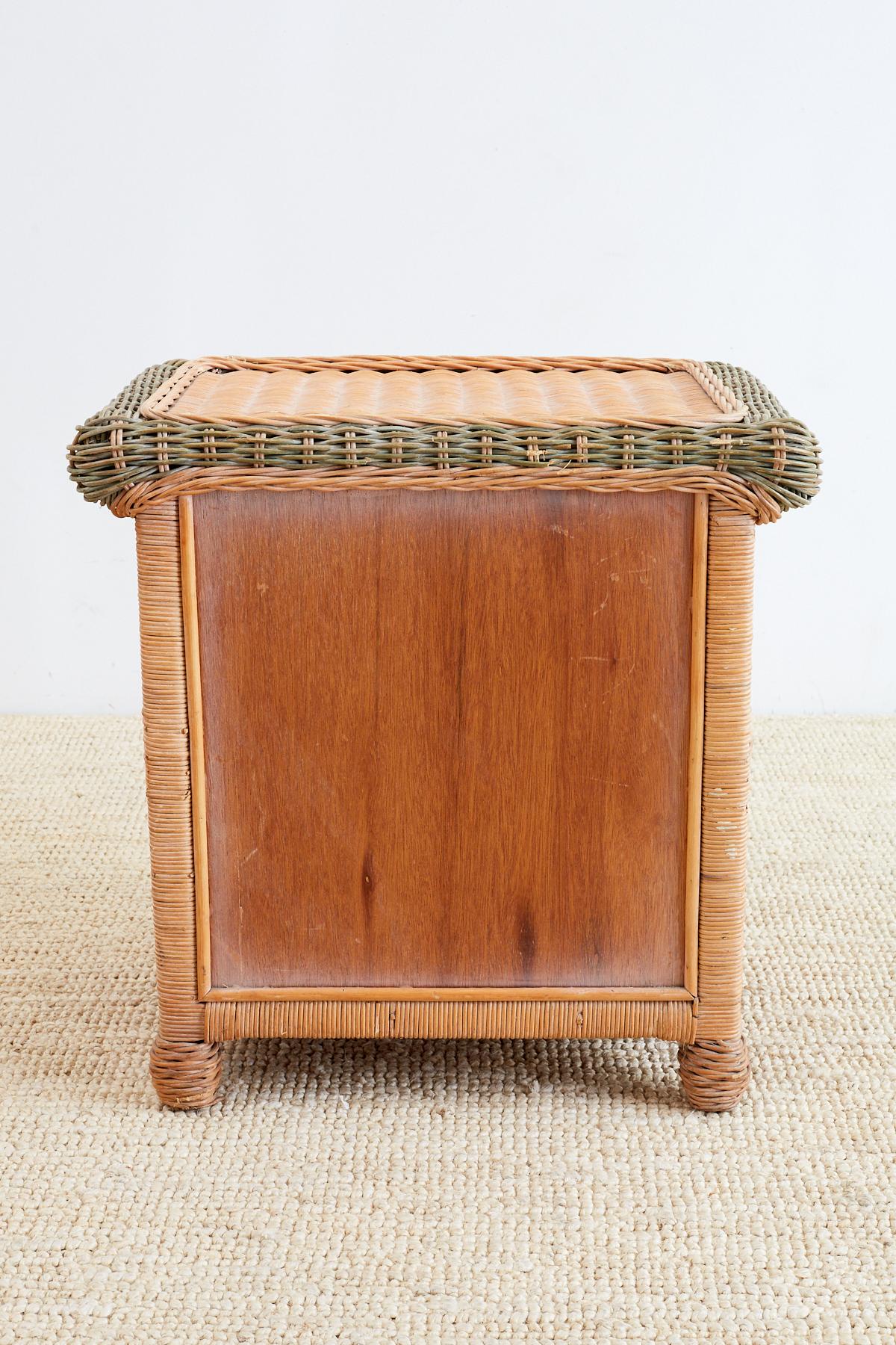 Pair of French Wicker Nightstands Attributed to Grange 2