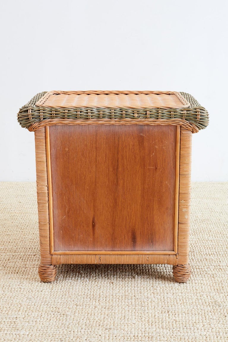 Pair of French Wicker Nightstands Attributed to Grange at 1stDibs