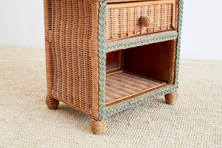 Pair of French Wicker Nightstands Attributed to Grange at 1stDibs