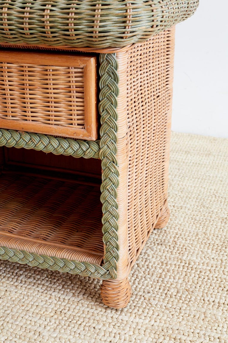 Pair of French Wicker Nightstands Attributed to Grange at 1stDibs