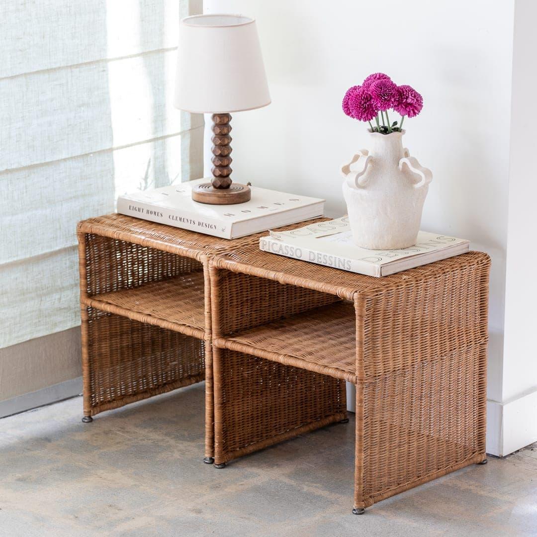 Pair of French Wicker Side Tables 12