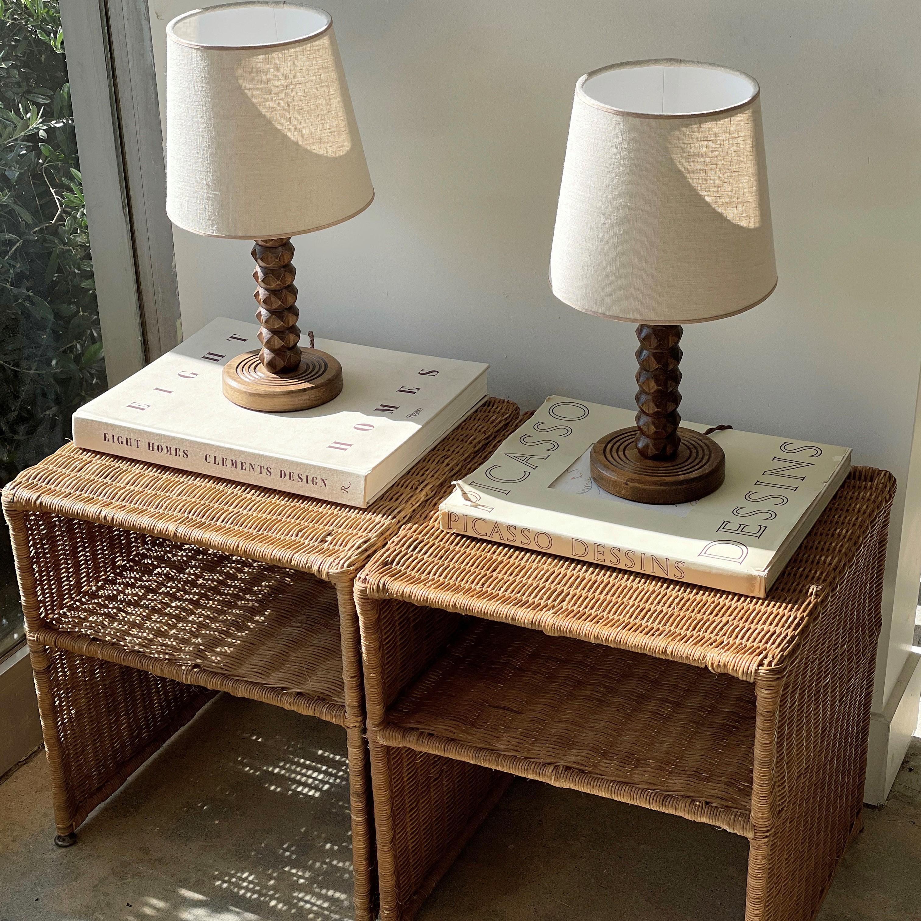 Pair of French Wicker Side Tables In Good Condition In Los Angeles, CA