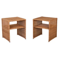 Pair of French Wicker Side Tables
