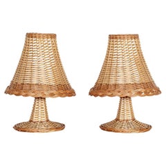 Pair of French Wicker Table Lamps