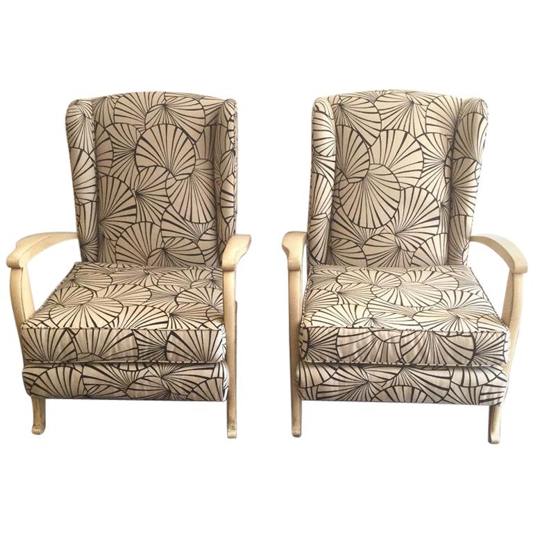 Pair Of French Wingback Armchair Style Art Deco 1940s For Sale At