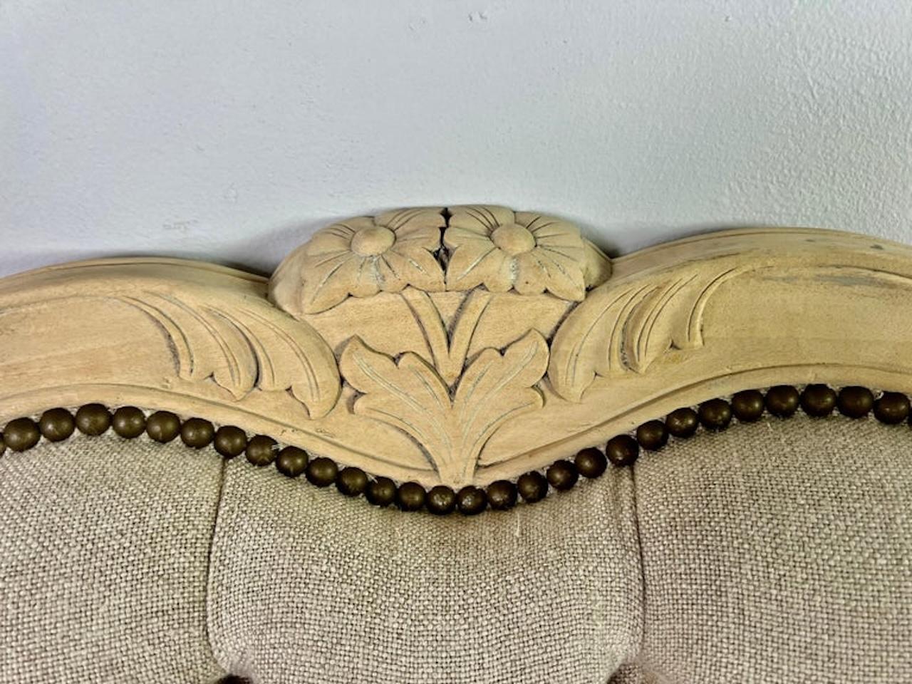 Pair of French Wingback Armchairs w/ Ottomans For Sale 3