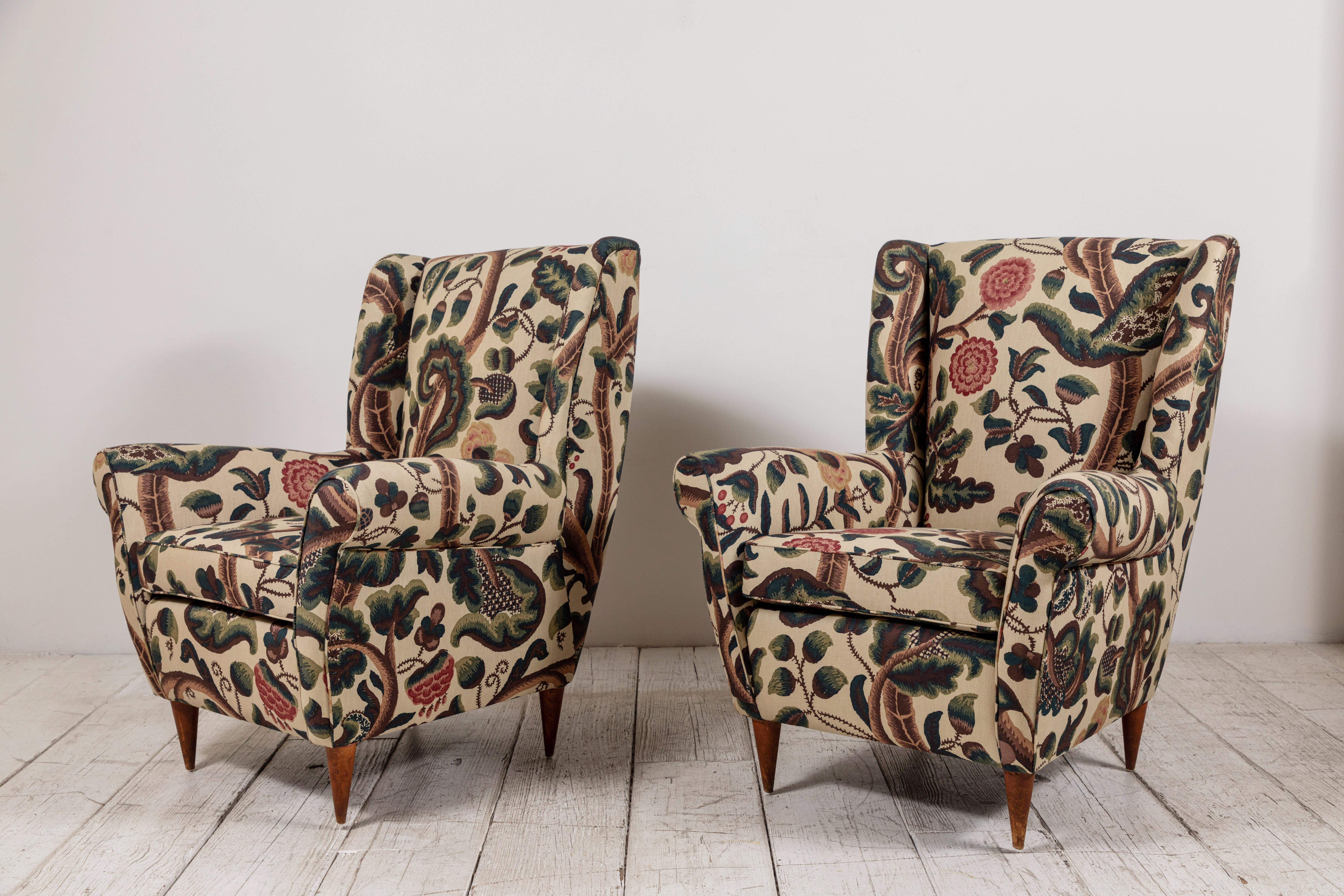 patterned wingback chair
