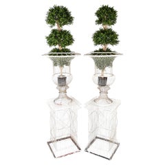 Pair Of French Wire Formed Urn Planters