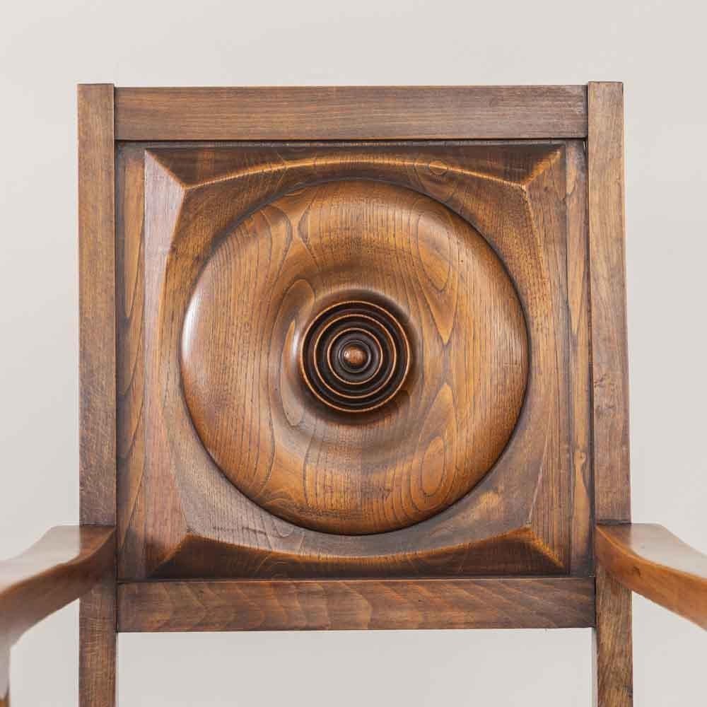 Paar französische Stühle aus Holz und Geflecht von Charles Dudouyt im Angebot 5